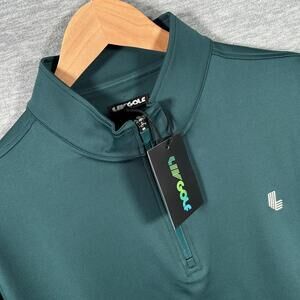 LIV Golf Pullover Mens Large Green 1/4 Zip Mock Neck Stretch Golf Layer NEW